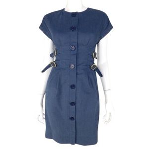 Marc Jacobs Blue Denim Pinstripe Buckle Dress